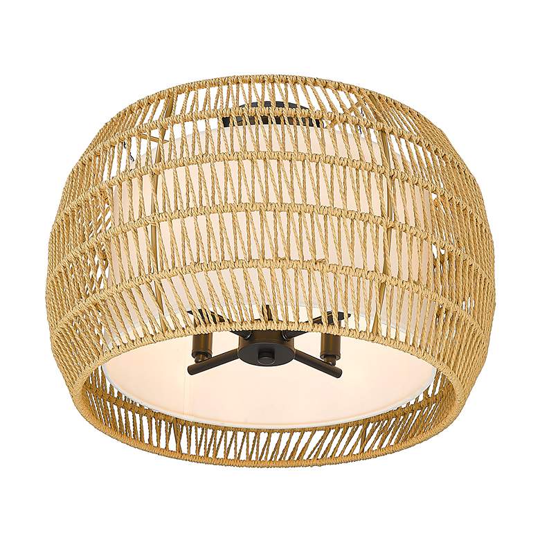 Image 3 Everly 19" Wide Matte Black 4-Light Semi-Flush With Natural Rattan more views