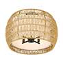 3_Everly 19" Wide Matte Black 4-Light Semi-Flush With Natural Rattan more views