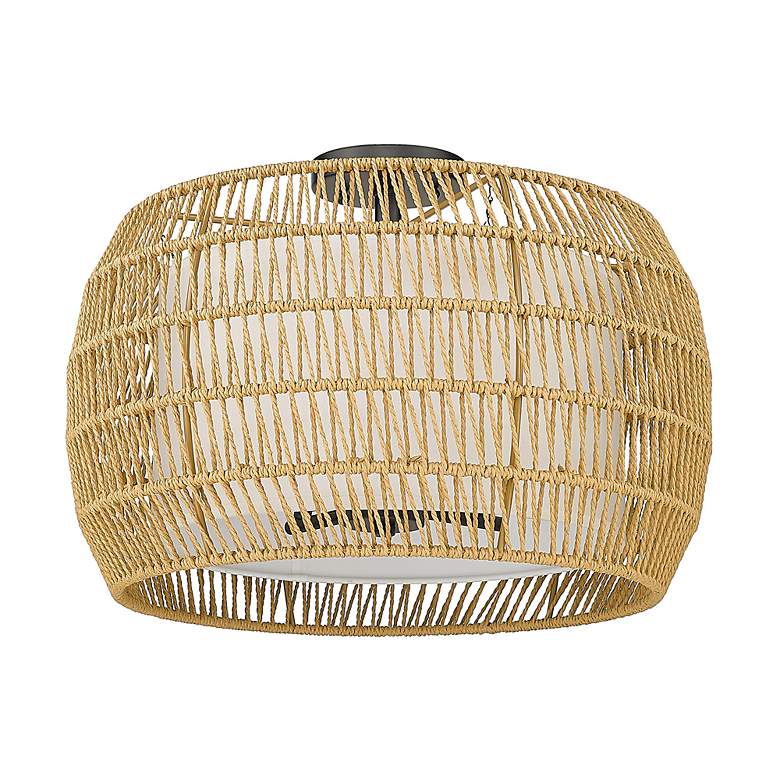Image 4 Everly 19" Wide Matte Black 4-Light Semi-Flush With Natural Rattan more views