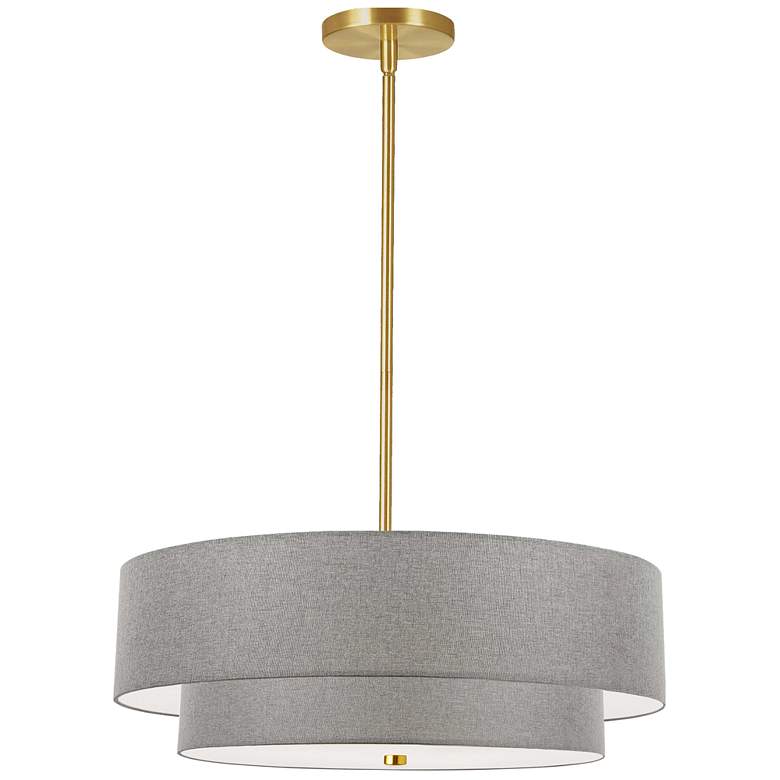 Image 1 Everly 20 inch Wide 4 Light 2 Tier Aged Brass Pendant