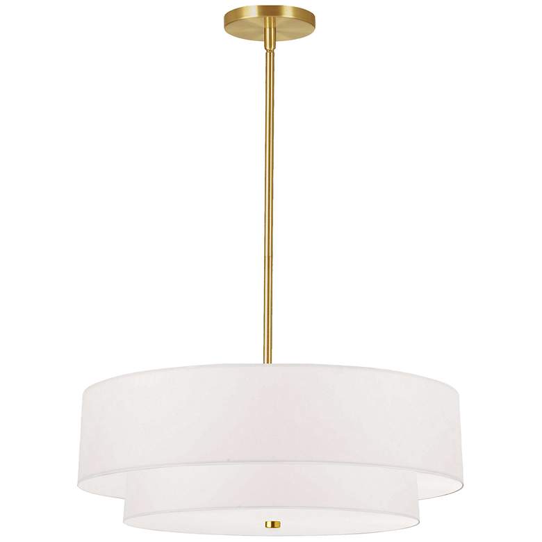 Image 1 Everly 20 inch Wide 4 Light 2 Tier Aged Brass Pendant