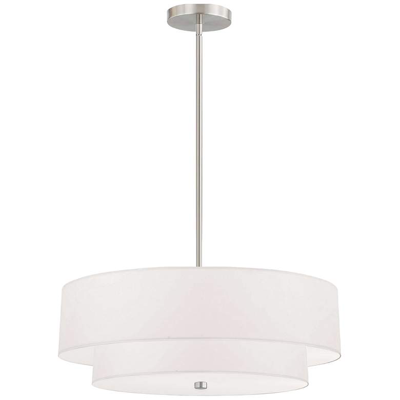 Image 1 Everly 20 inch Wide 4 Light 2 Tier Satin Chrome Pendant