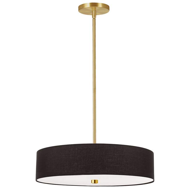 Image 1 Everly 20" Wide Aged Brass and Black Drum Pendant Light