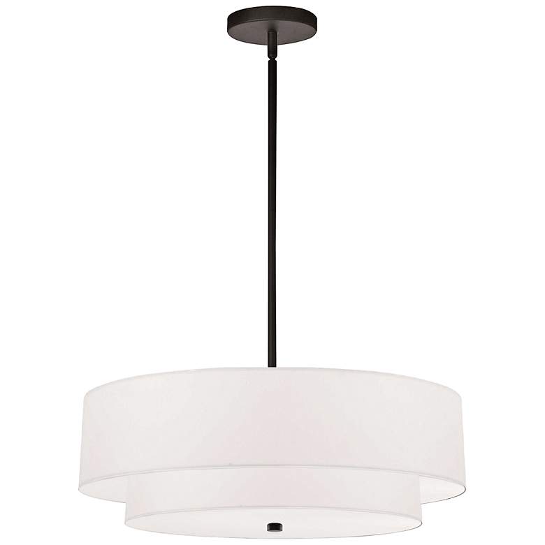 Image 2 Everly 20" Wide Painted Black Two-Layer Drum Pendant Light