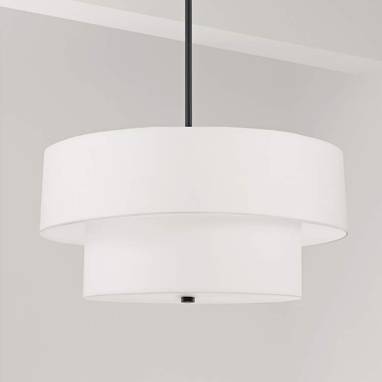 Image 1 Everly 20" Wide Painted Black Two-Layer Drum Pendant Light