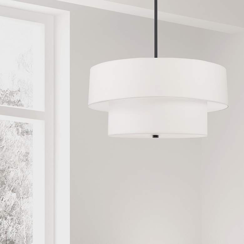 Image 3 Everly 20" Wide Painted Black Two-Layer Drum Pendant Light more views
