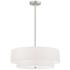 Everly 20"W Satin Chrome and White Fabric Drum Pendant Light