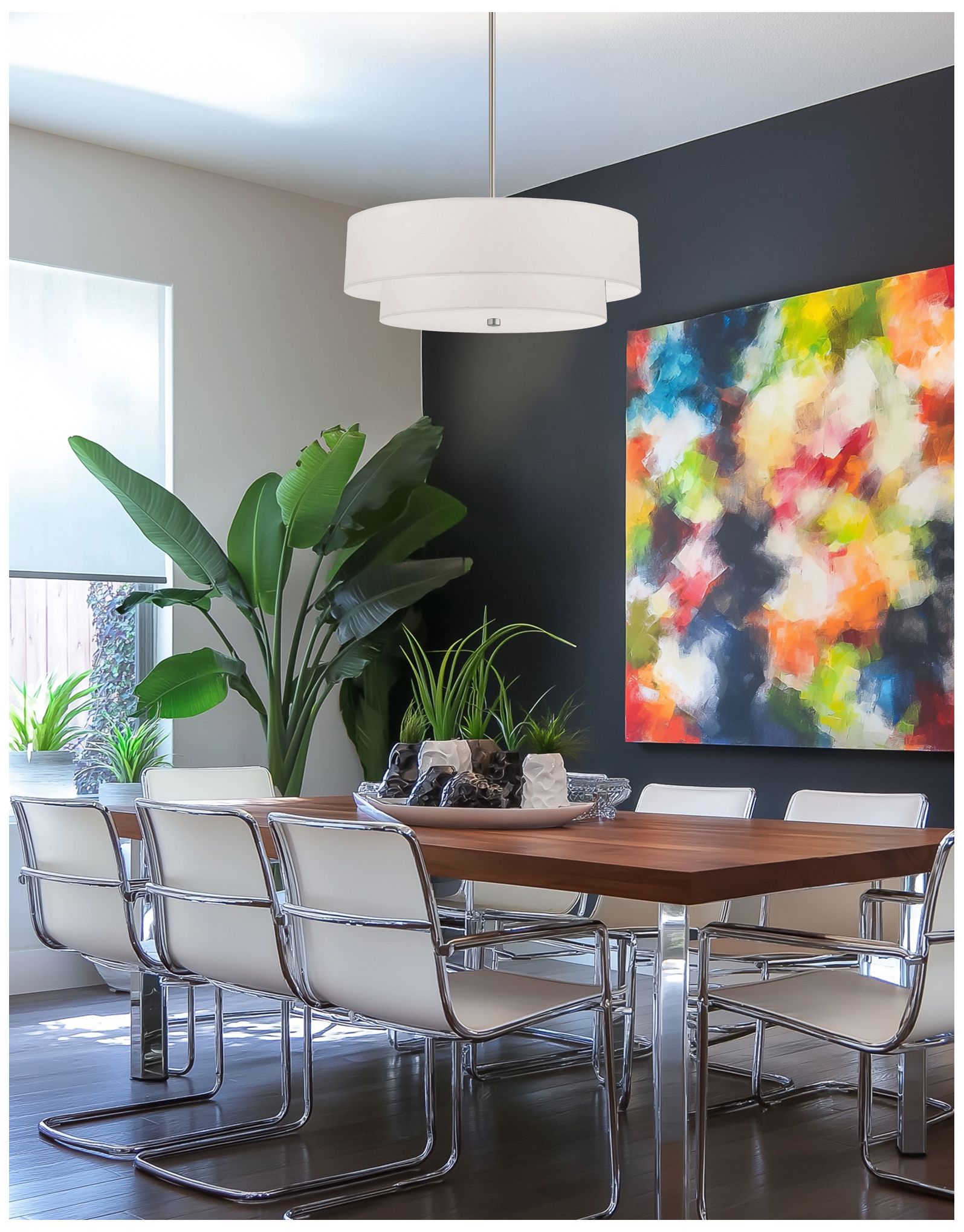 Image 3 Everly 20" Wide 4 Light 2 Tier Satin Chrome Pendant more views
