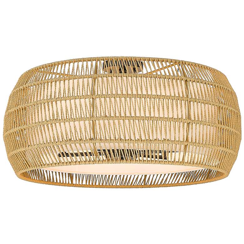 Image 1 Everly 27 1/8" Wide Matte Black 6-Light Semi-Flush With Natural Rattan