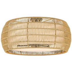 Everly 27 1/8" Wide Matte Black 6-Light Semi-Flush With Natural Rattan