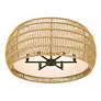 3_Everly 27 1/8" Wide Matte Black 6-Light Semi-Flush With Natural Rattan more views