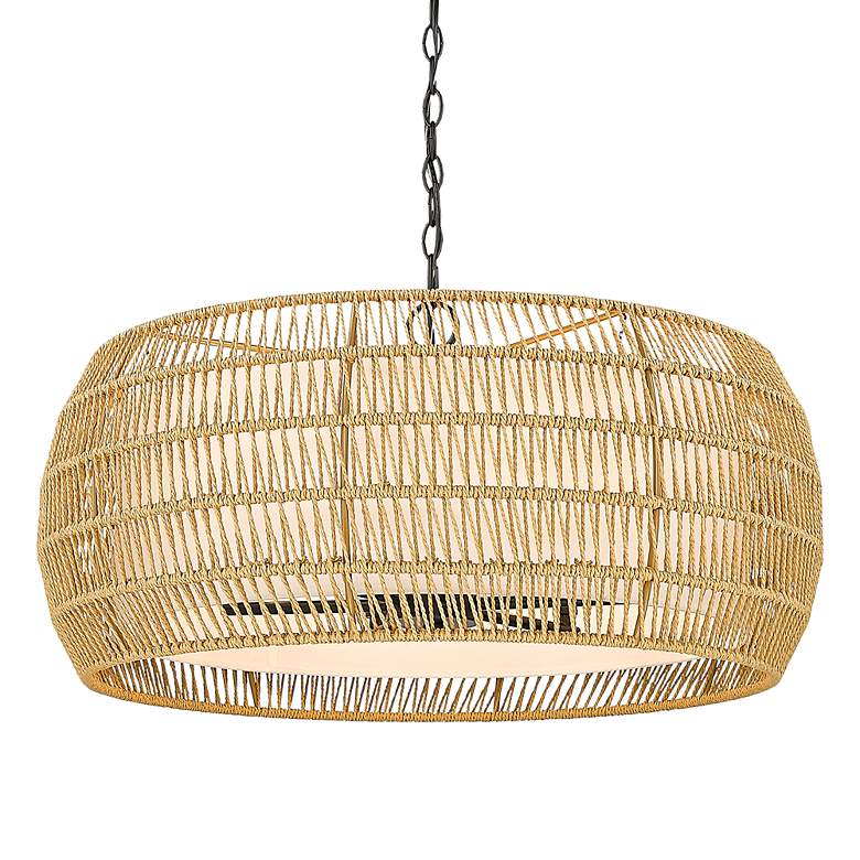 Image 3 Everly 27 1/4" Wide Matte Black Chandelier w/ Rattan Shade
