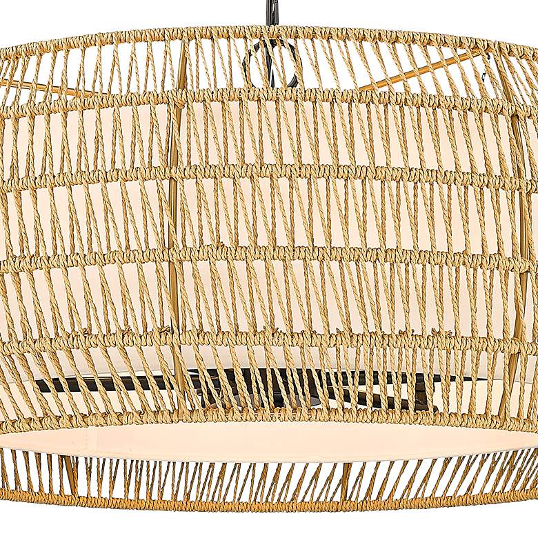 Image 4 Everly 27 1/4" Wide Matte Black Chandelier w/ Rattan Shade more views