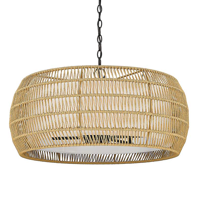 Image 6 Everly 27 1/4" Wide Matte Black Chandelier w/ Rattan Shade more views