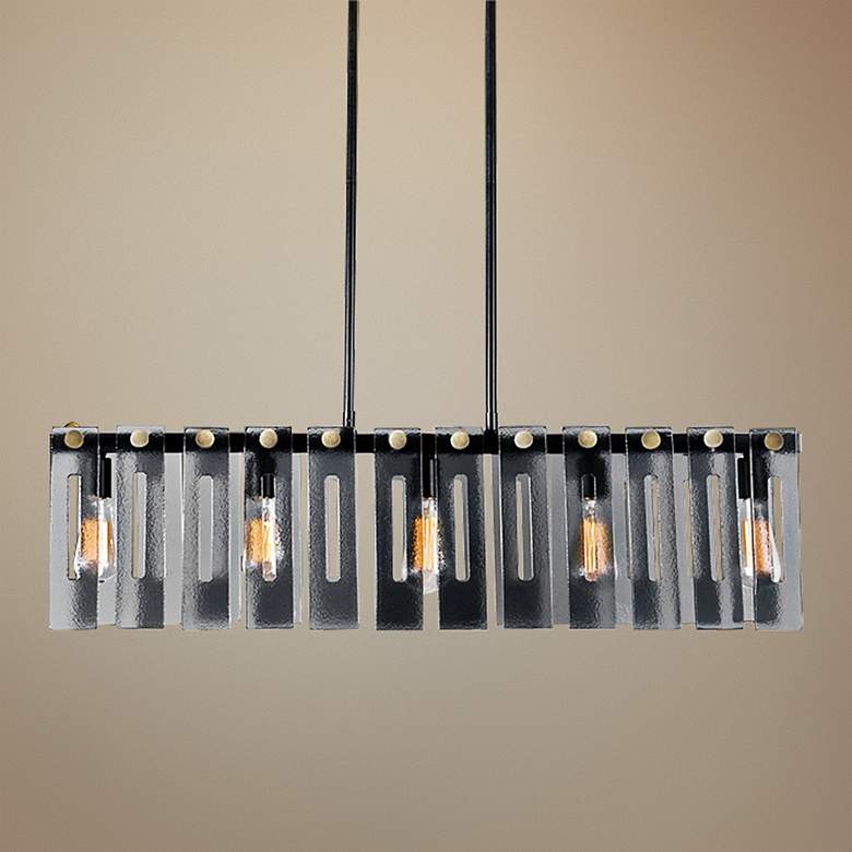 Image 1 Everly 39" Wide Smoke Glass Kitchen Island Light Chandelier
