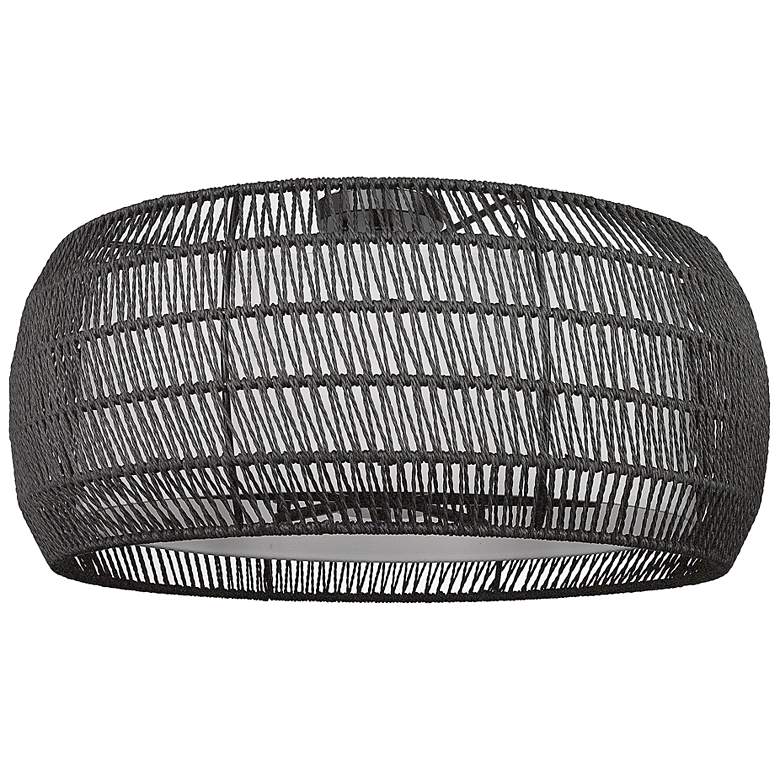 Image 1 Everly 6-Light Semi-Flush in Matte Black with Modern Black Rattan