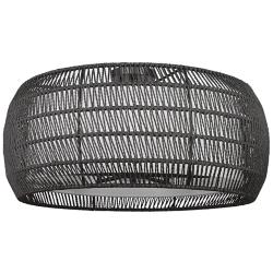 Everly 6-Light Semi-Flush in Matte Black with Modern Black Rattan