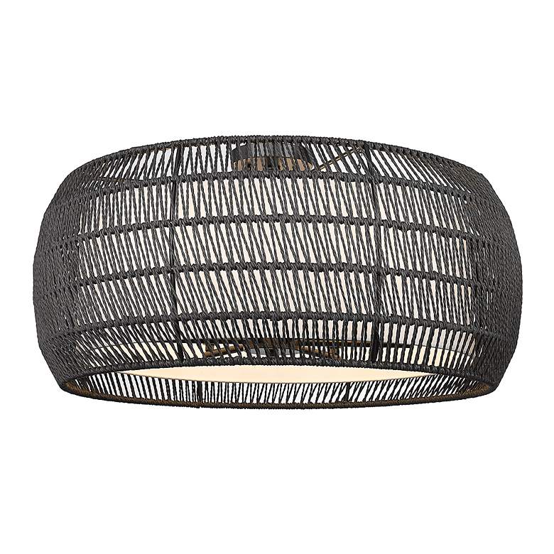 Image 3 Everly 6-Light Semi-Flush in Matte Black with Modern Black Rattan more views