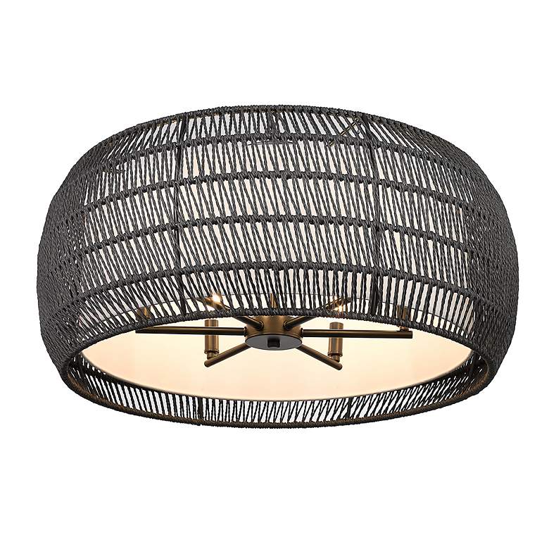 Image 4 Everly 6-Light Semi-Flush in Matte Black with Modern Black Rattan more views
