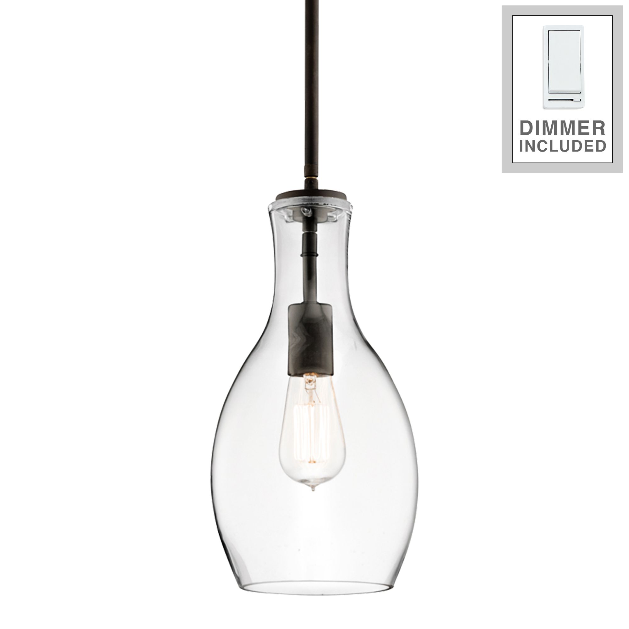 Everly 7" Wide Olde Bronze Glass Mini Pendant with Dimmer