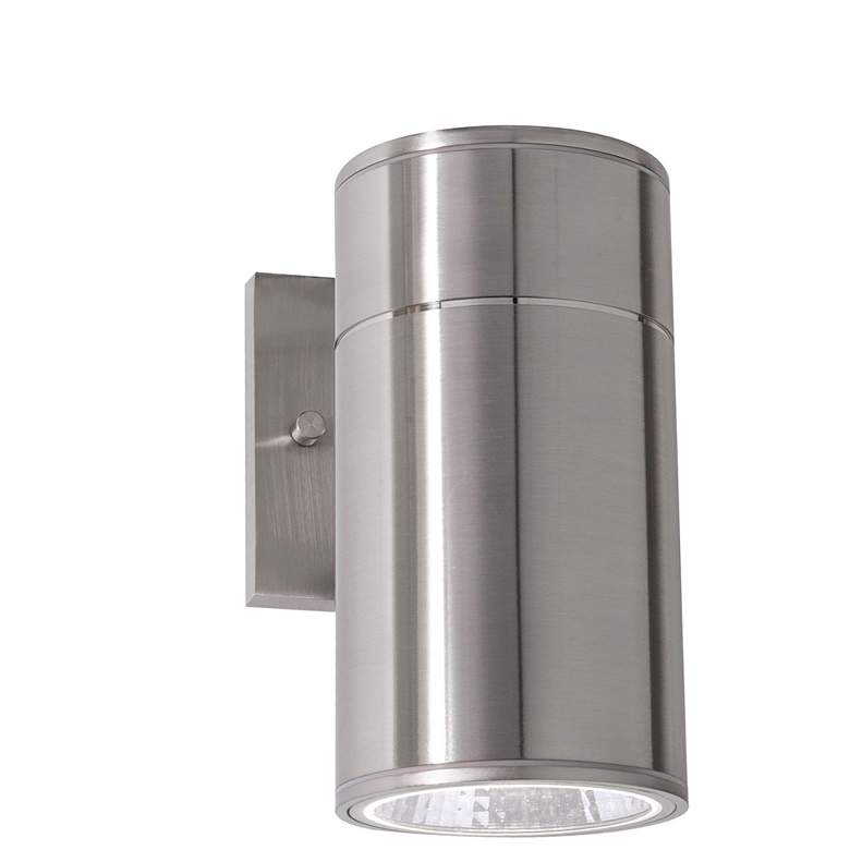 Image 1 Everly 8" High Satin Nickel Adjustable CCT Outdoor LED Wall Sconce