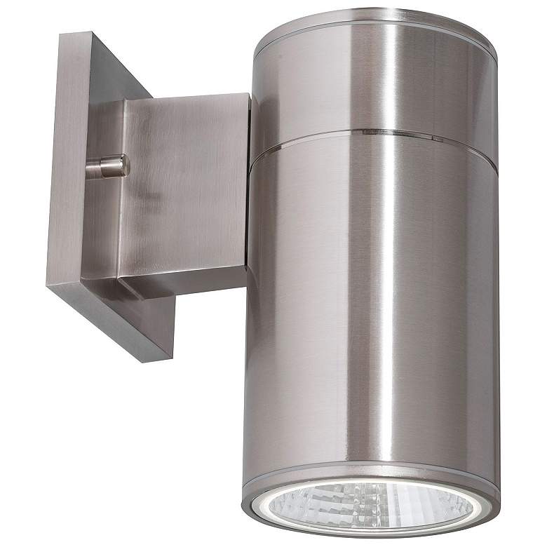 Image 2 Everly 8" High Satin Nickel Adjustable CCT Outdoor LED Wall Sconce more views