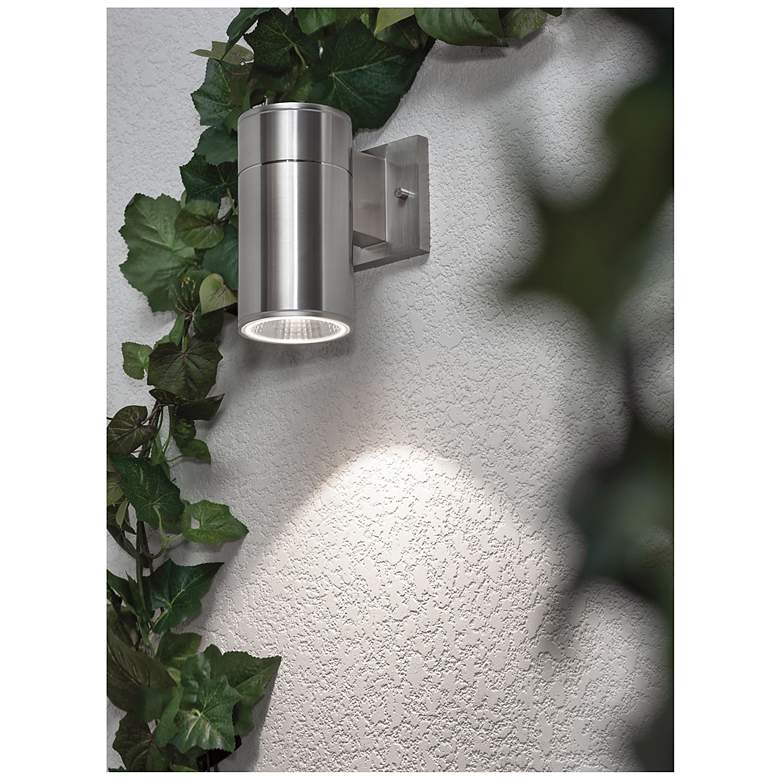 Image 3 Everly 8" High Satin Nickel Adjustable CCT Outdoor LED Wall Sconce more views