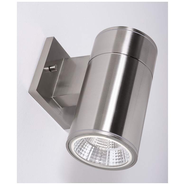 Image 4 Everly 8" High Satin Nickel Adjustable CCT Outdoor LED Wall Sconce more views