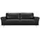 Everly 87" Wide Black Leather and Stainless Steel Legs Sofa