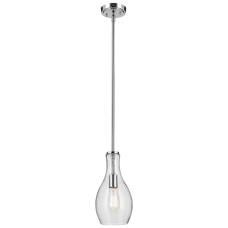 Image 1 Everly Chrome Bell Clear Seeded Pendant 1Lt