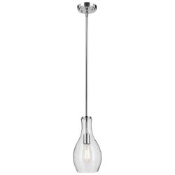 Everly Chrome Bell Clear Seeded Pendant 1Lt