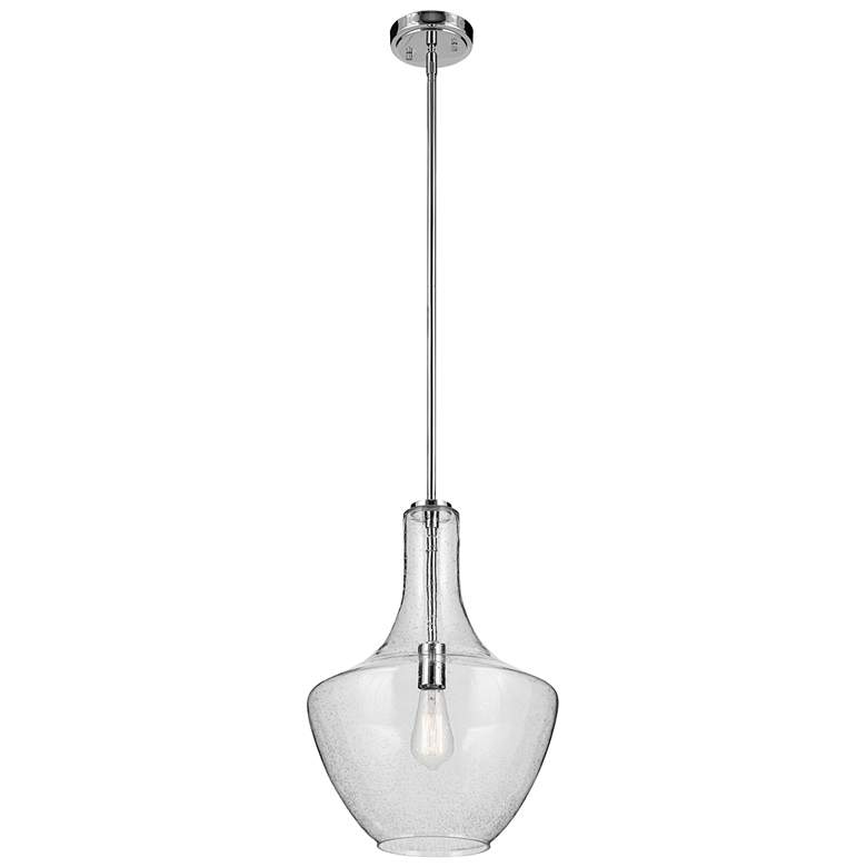 Image 1 Everly Chrome Bell Clear Seeded Pendant 1Lt