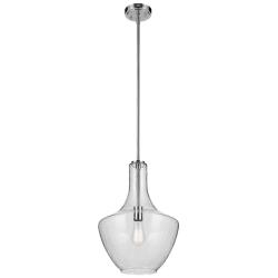 Everly Chrome Bell Clear Seeded Pendant 1Lt