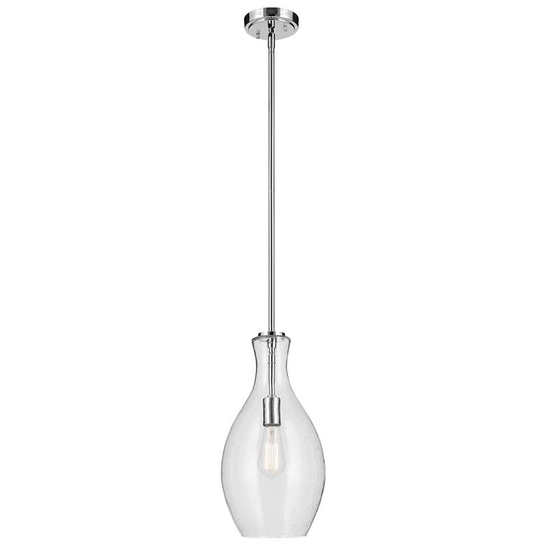 Image 1 Everly Chrome Bell Clear Seeded Pendant 1Lt