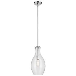 Everly Chrome Bell Clear Seeded Pendant 1Lt