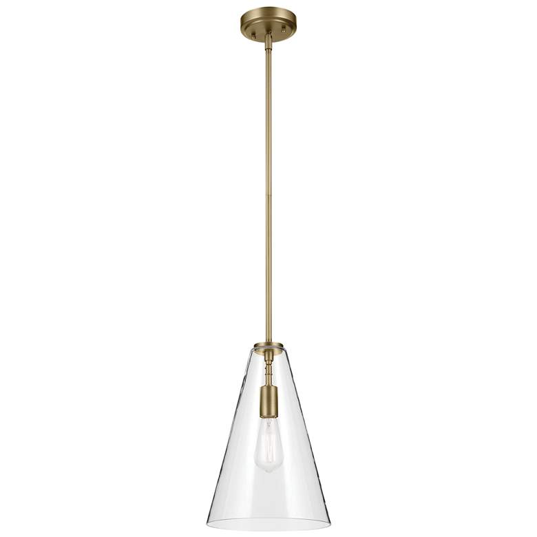 Image 1 Everly Natural Brass Cone Clear Pendant 1Lt