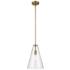 Everly Natural Brass Cone Clear Pendant 1Lt