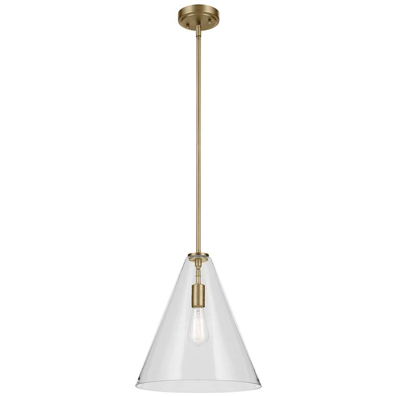 Image 1 Everly Natural Brass Cone Clear Pendant 1Lt