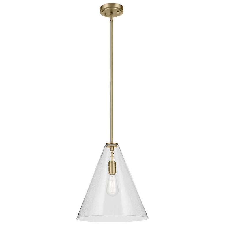 Image 1 Everly Natural Brass Cone Clear Pendant 1Lt
