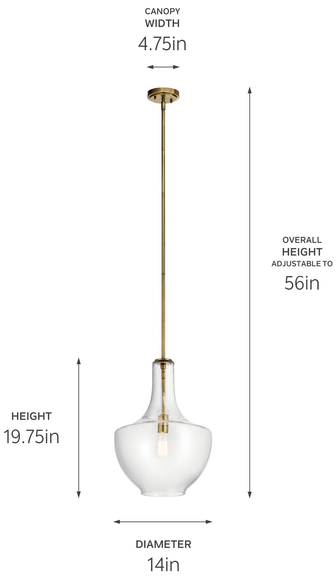 Image 7 Everly Natural Brass Pendant 1Lt more views