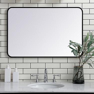 Evermore Black 24" x 36" Rounded Edge Vanity Wall Mirror