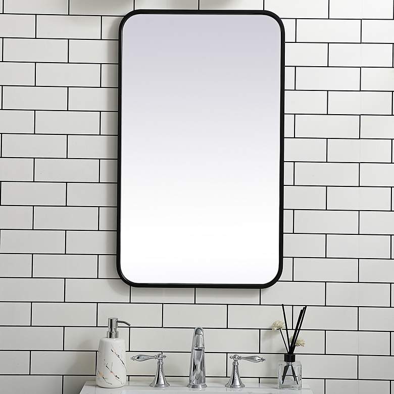 Image 1 Evermore Black Metal 18" x 30" Rectangular Wall Mirror