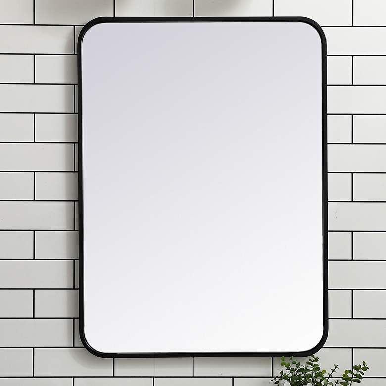 Image 1 Evermore Black Metal 22" x 30" Rectangular Wall Mirror