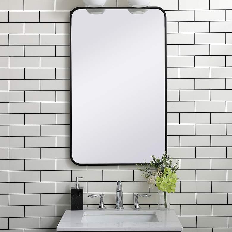 Image 2 Evermore Black Metal 22" x 36" Rectangular Wall Mirror