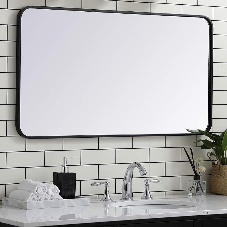 Image 2 Evermore Black Metal 22" x 40" Rectangular Wall Mirror