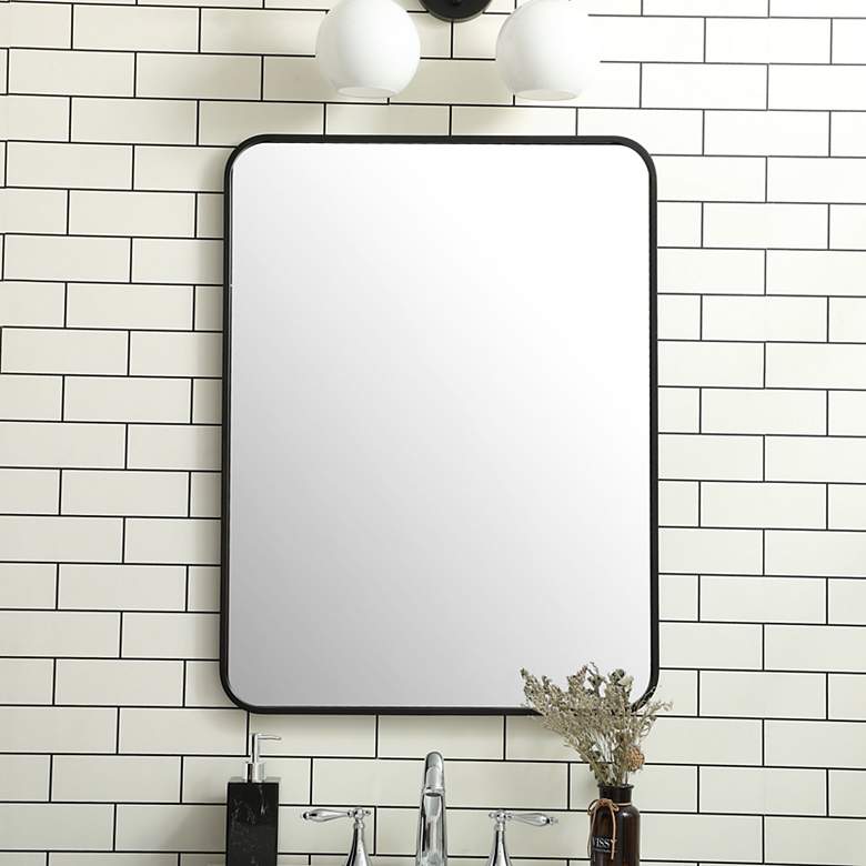 Image 1 Evermore Black Metal 24" x 32" Rectangular Wall Mirror