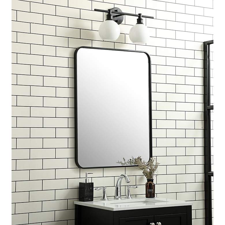 Image 6 Evermore Black Metal 24" x 32" Rectangular Wall Mirror more views