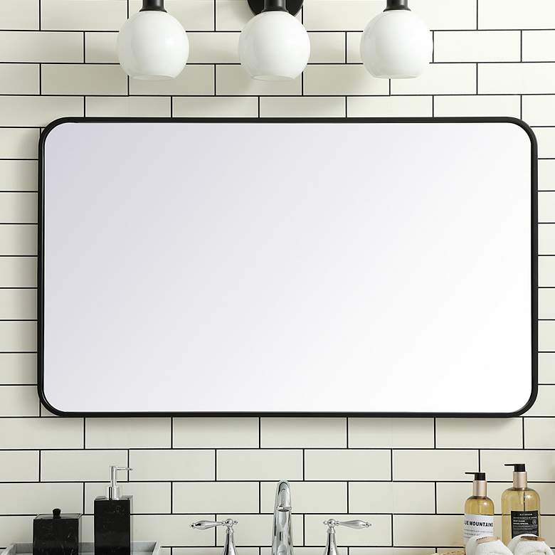 Image 1 Evermore Black Metal 24" x 40" Vanity Wall Mirror