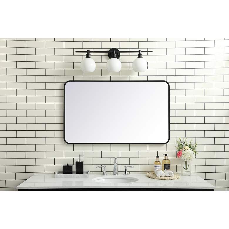 Image 3 Evermore Black Metal 24" x 40" Vanity Wall Mirror more views