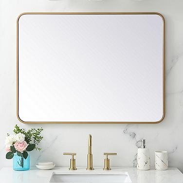 Evermore Brass 27" x 36" Rectangular Vanity Wall Mirror